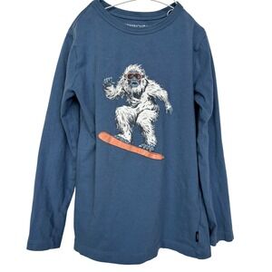 Crewcuts J Crew Kids Boys Long Sleeve T Shirt Yeti Snowboarding Graphic Blue 6-7